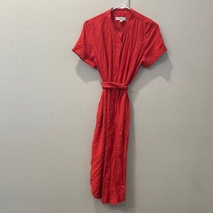 LOFT Red Midi Dress Elegant Style